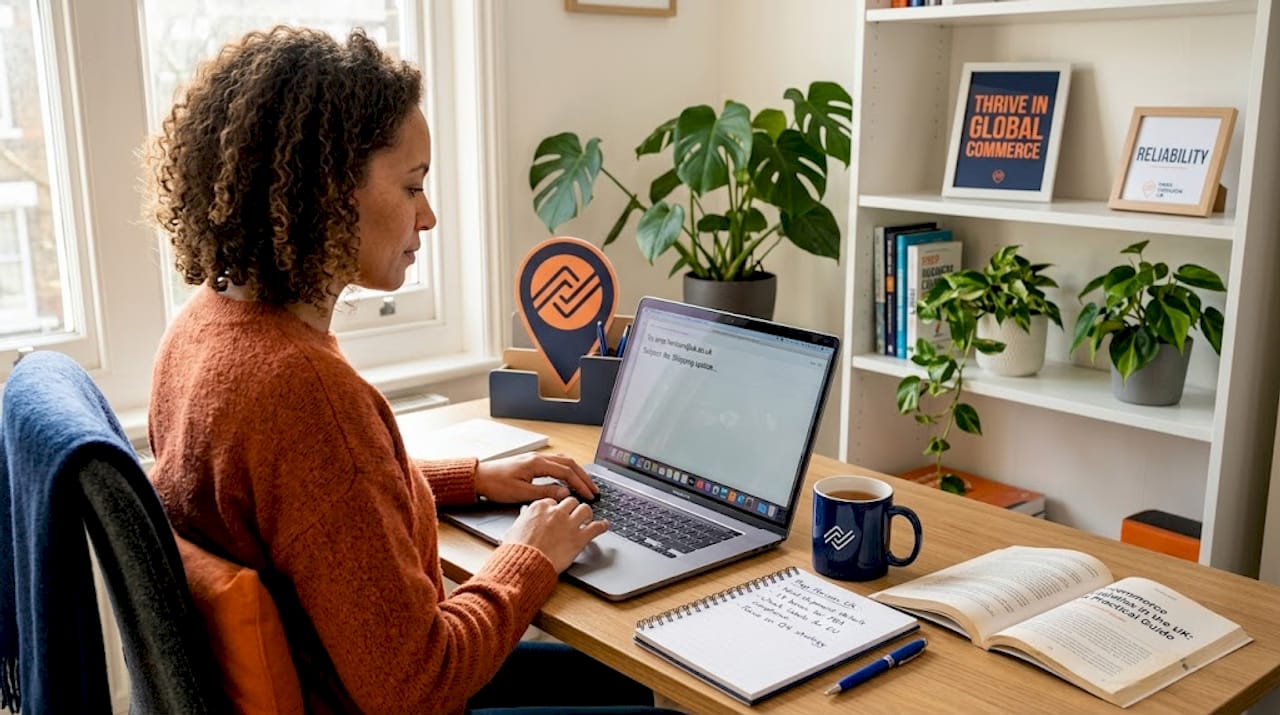 Ecommerce seller emailing about FBA at home