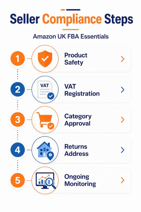 Infographic showing Amazon UK compliance steps