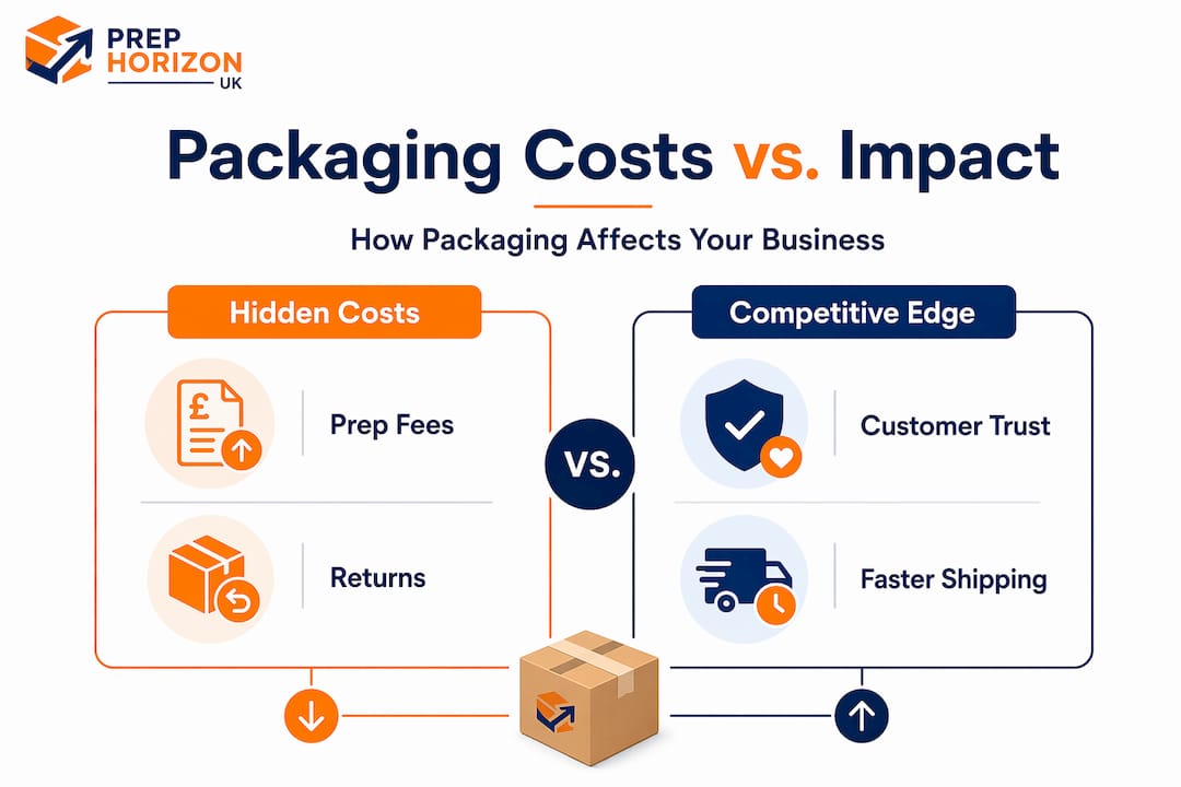 Infographic comparing FBA packaging costs and impacts