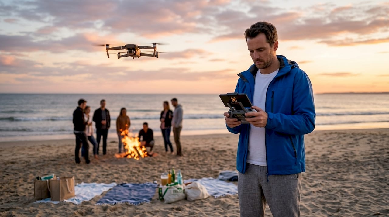 Pilote de drone en action lors d’un événement en plein air