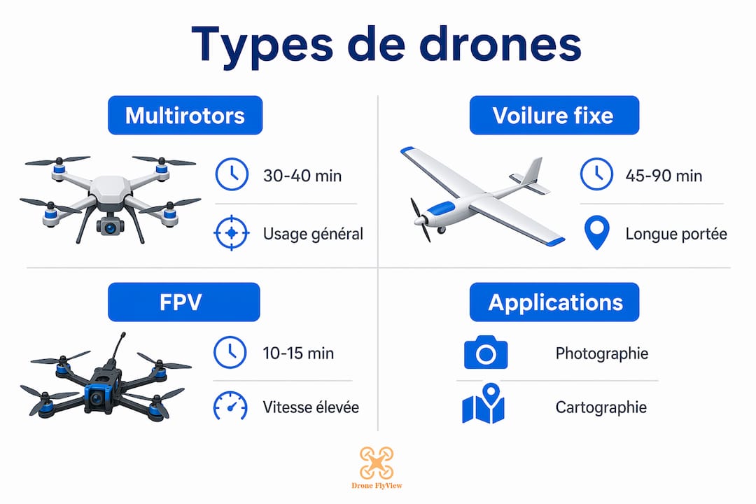 Infographie : quelle autonomie pour chaque type de drone ?