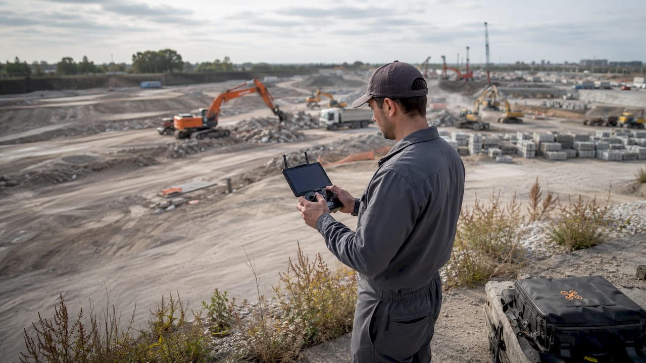 Pilote de drone spécialisé dans la surveillance de chantiers