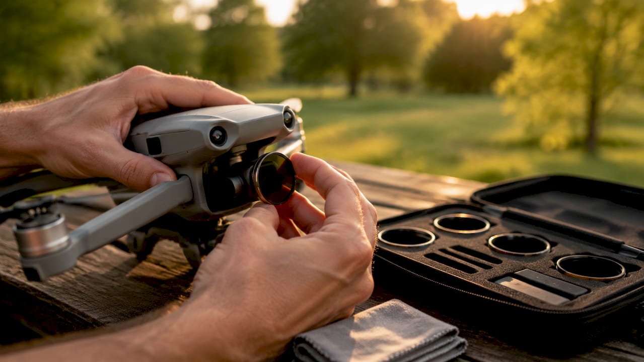 Installation d’un filtre ND sur la caméra d’un drone
