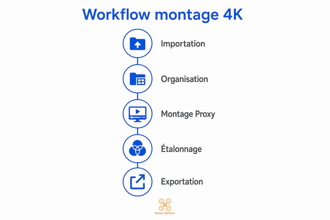 Découvrez en image les différentes étapes du processus de montage vidéo 4K réalisé à partir de prises de vue par drone.