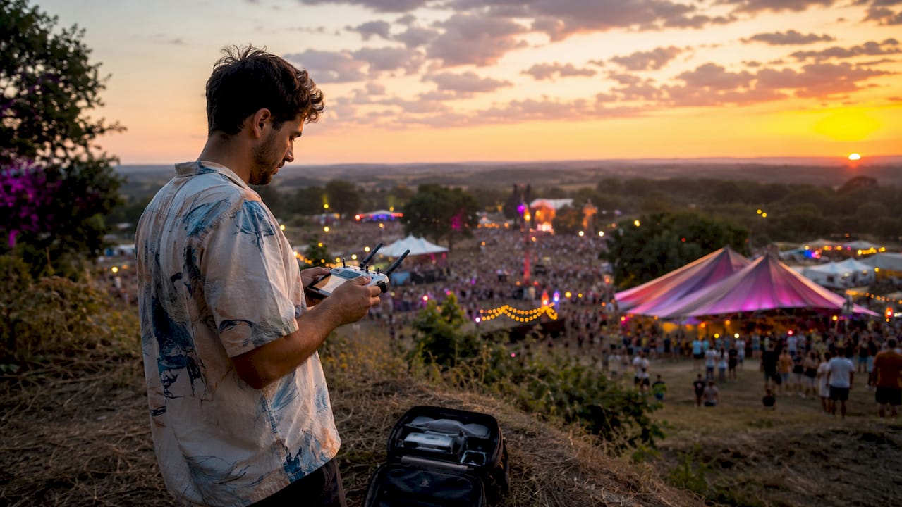 Opérateur drone en charge de la captation vidéo lors du festival