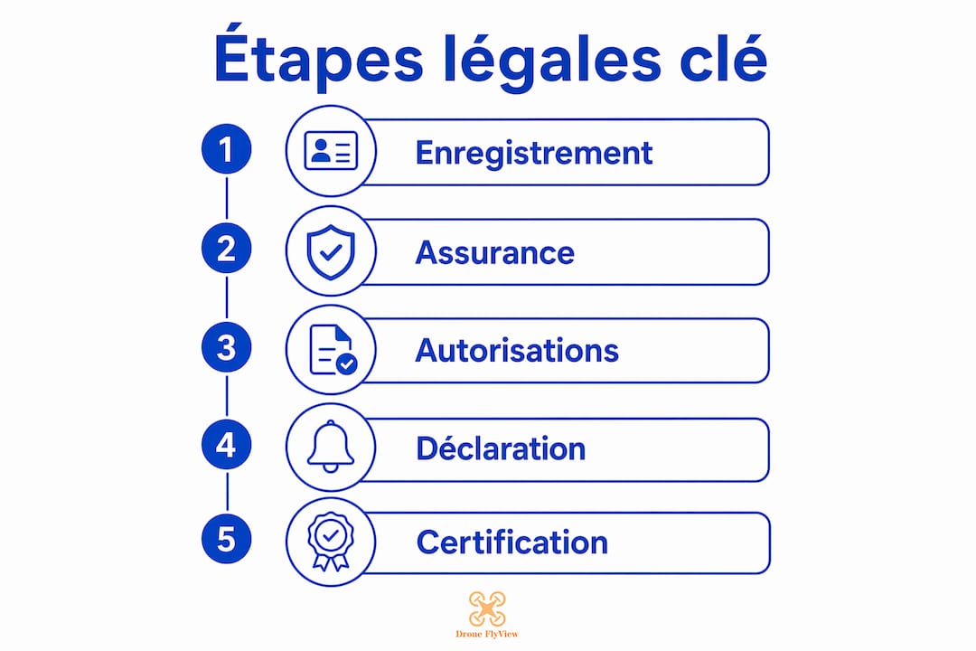 Infographie : les étapes incontournables pour se conformer à la réglementation sur la prise de vues aériennes