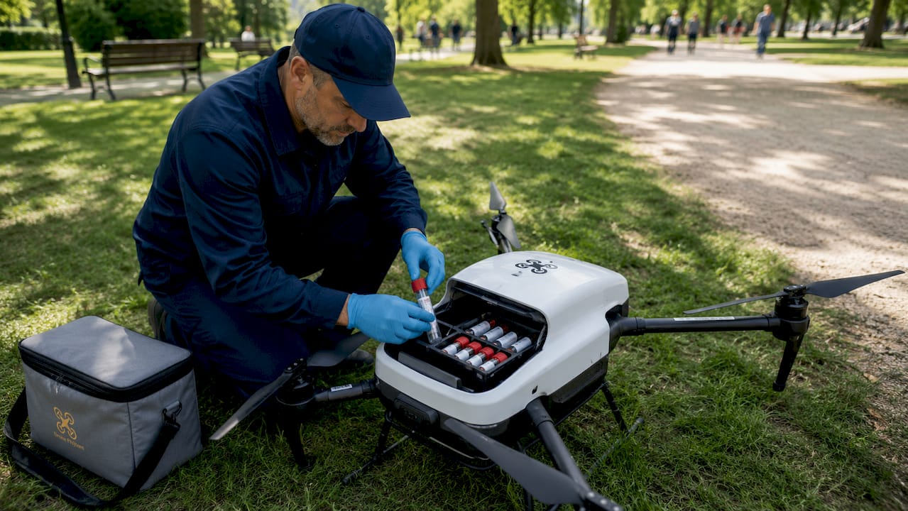 Technicien de laboratoire responsable de la gestion des prélèvements effectués par drone