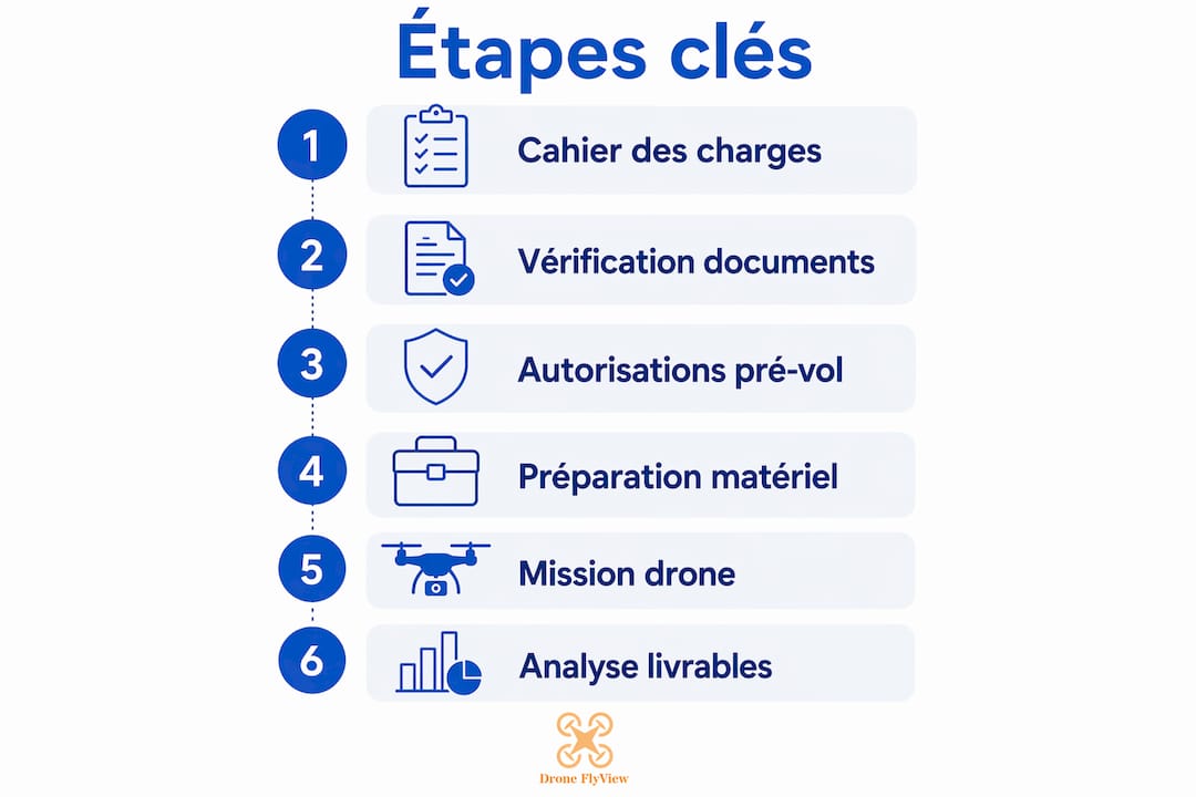 Infographie : les étapes clés pour réussir une mission drone – la checklist indispensable
