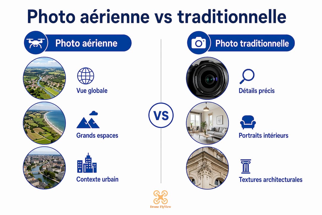 Infographie : photo aérienne ou photo classique, quelles différences ?