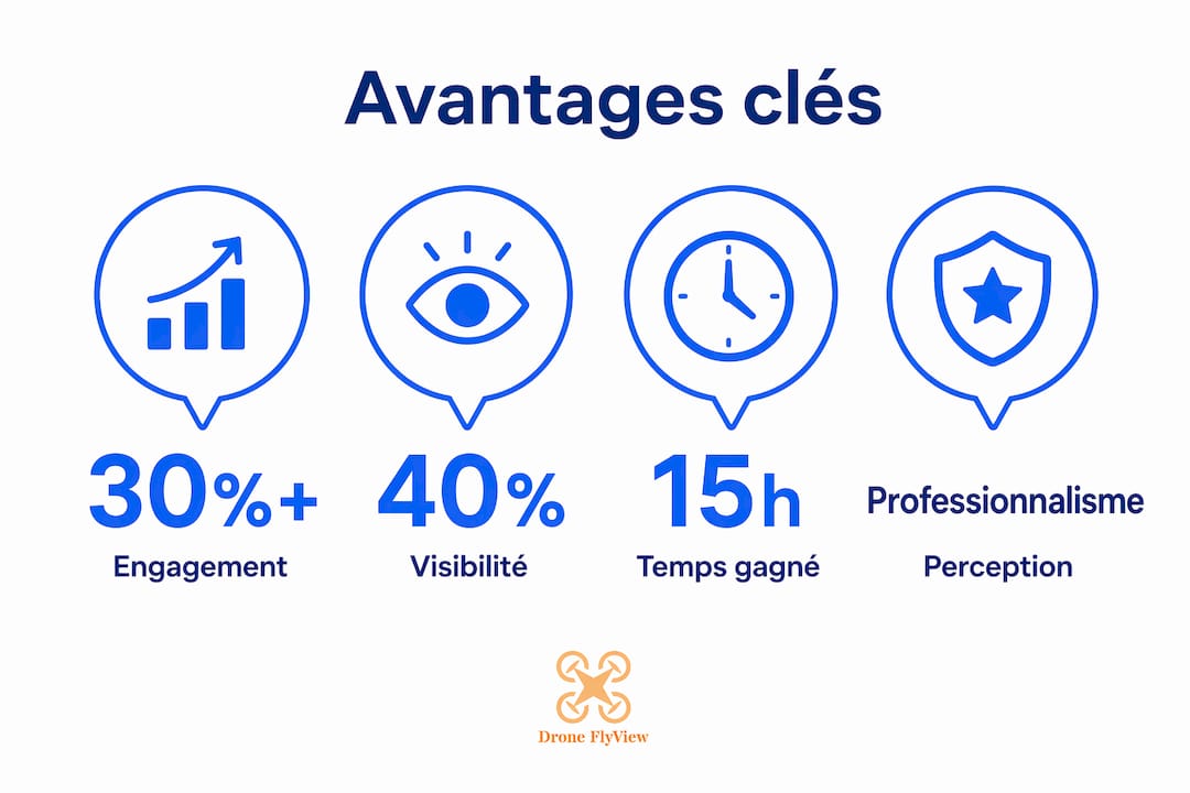 Découvrez en un clin d’œil tous les atouts des prises de vue aériennes grâce à notre infographie.