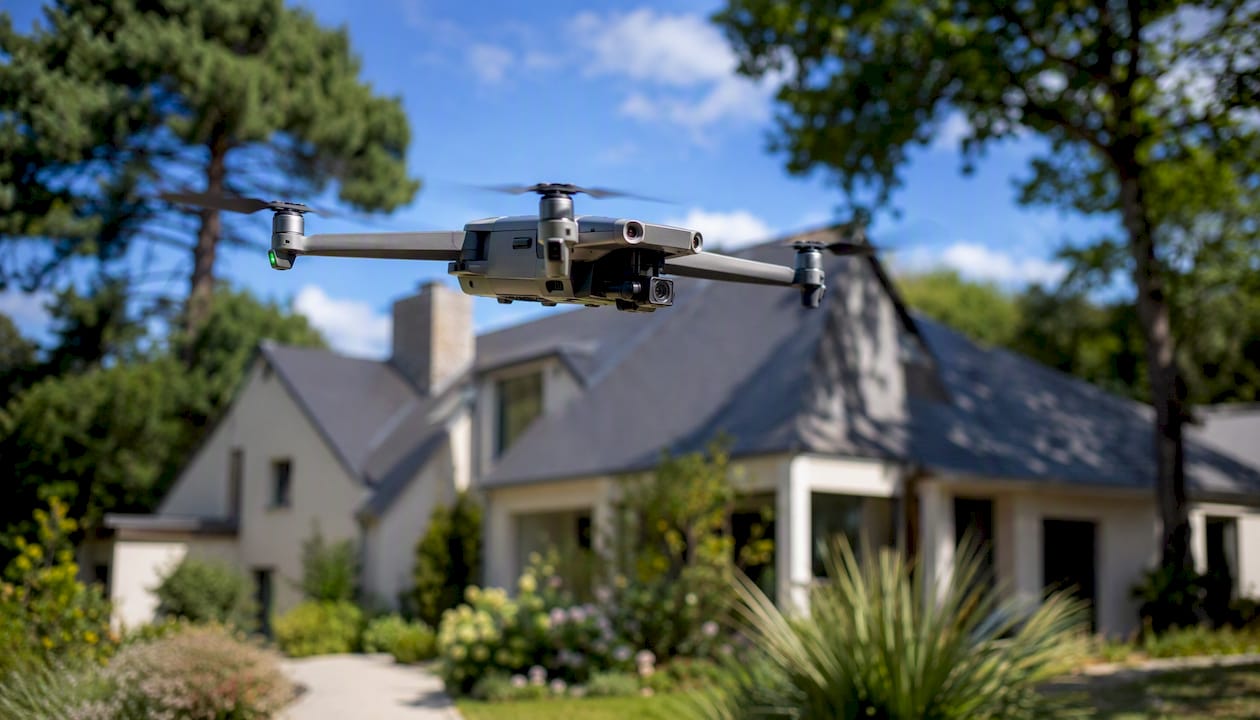 Prises de vue aériennes de biens immobiliers résidentiels réalisées par drone