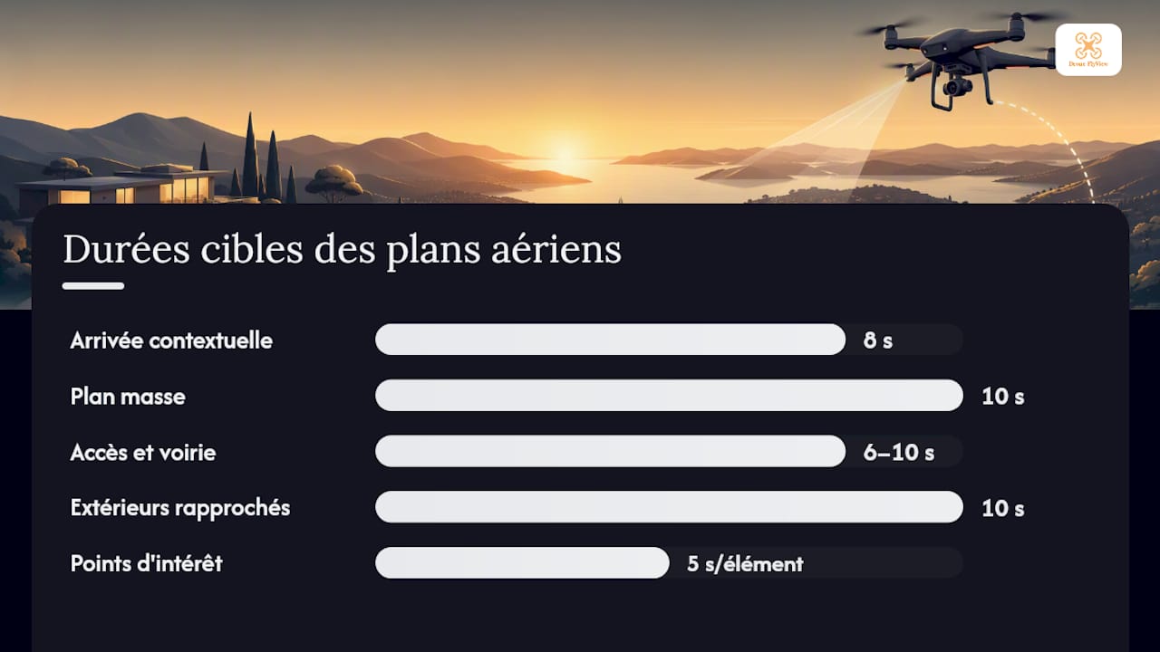 Présentation des différents plans aériens en vidéo et de leur durée