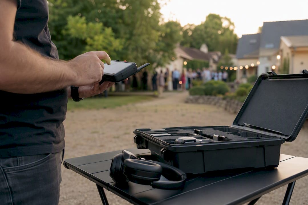 Appareil GPS du drone lors de la préparation du tournage de mariage