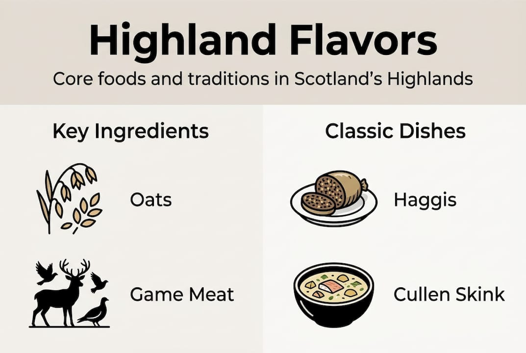 Infographic of Highland foods and classic dishes