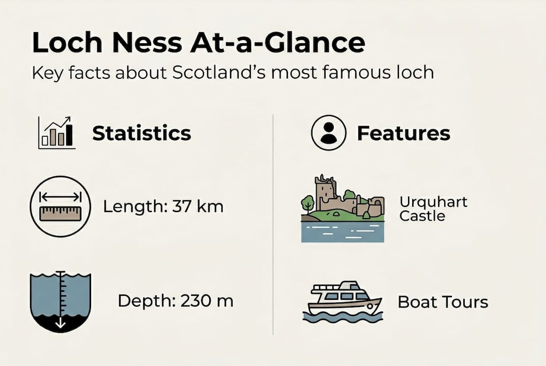 Infographic showing Loch Ness statistics and features