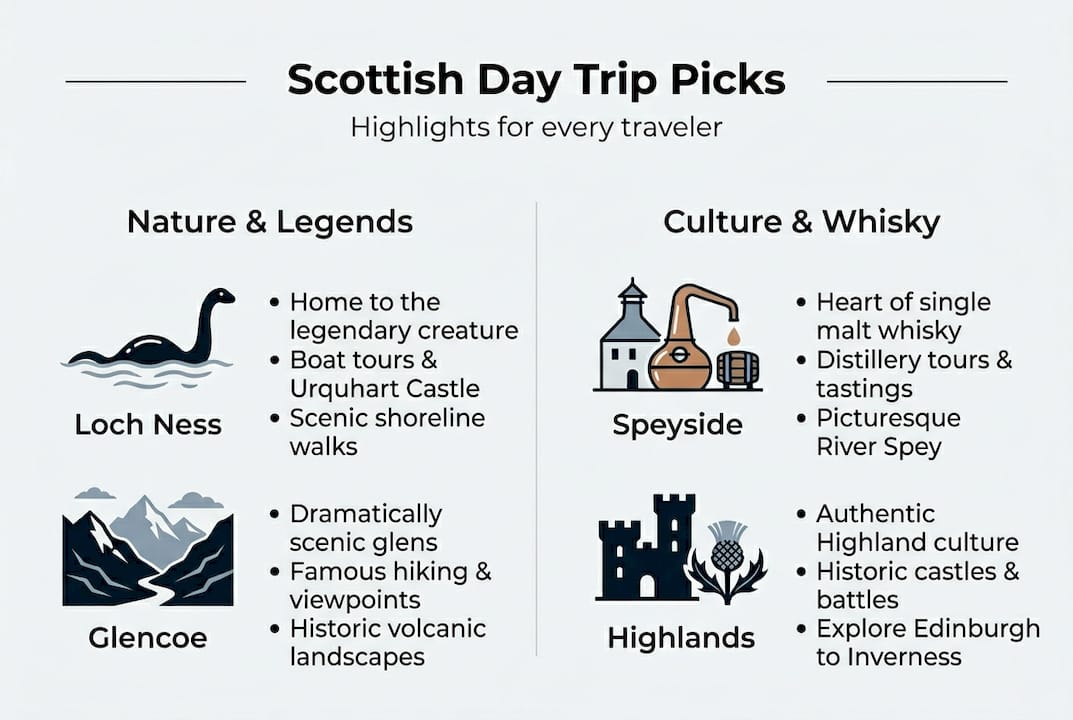 Infographic showing Scottish day trip choices