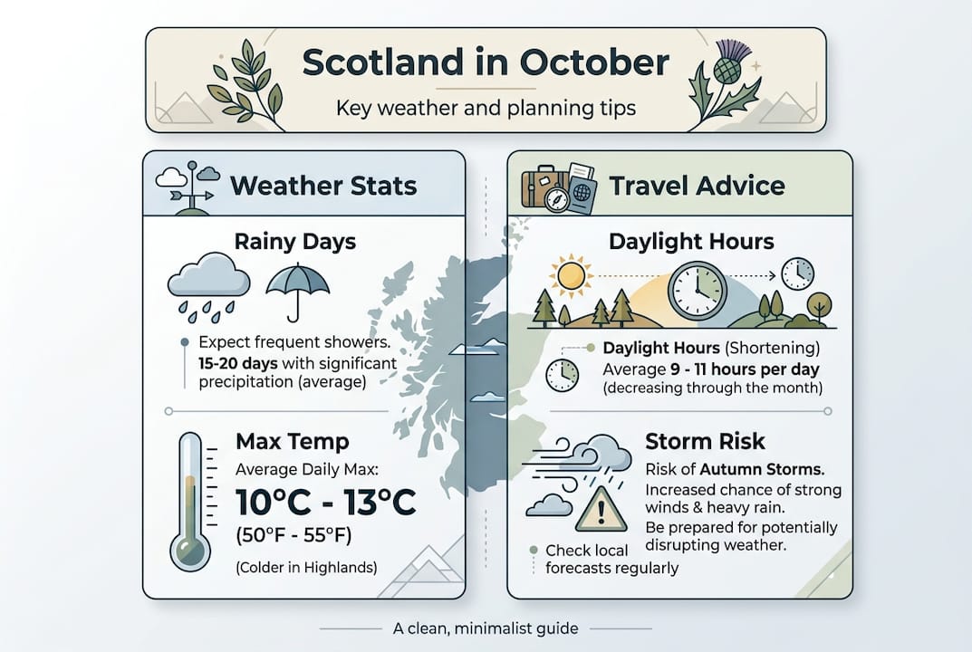 Scotland October weather and travel infographic