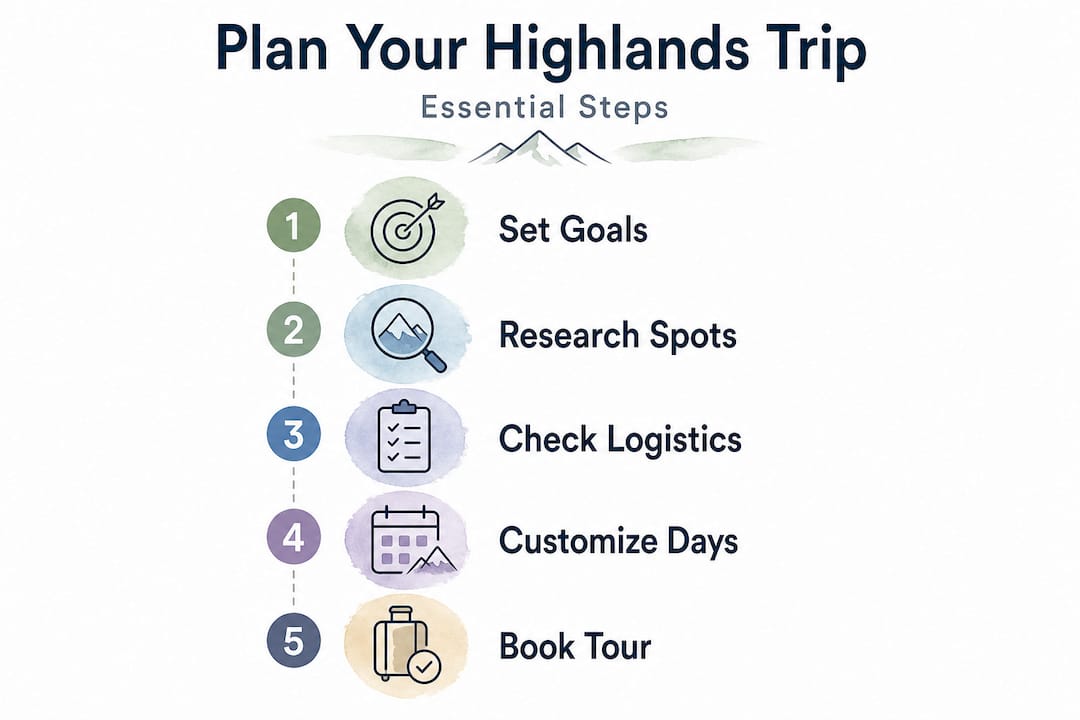Infographic outlining Highland trip planning steps