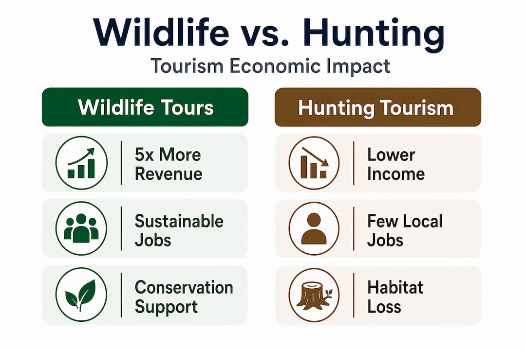 Infographic comparing wildlife and hunting tourism economics