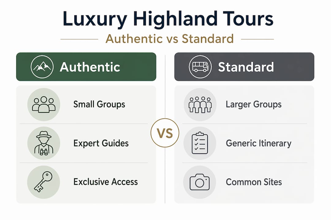 Infographic comparing authentic and standard luxury tours