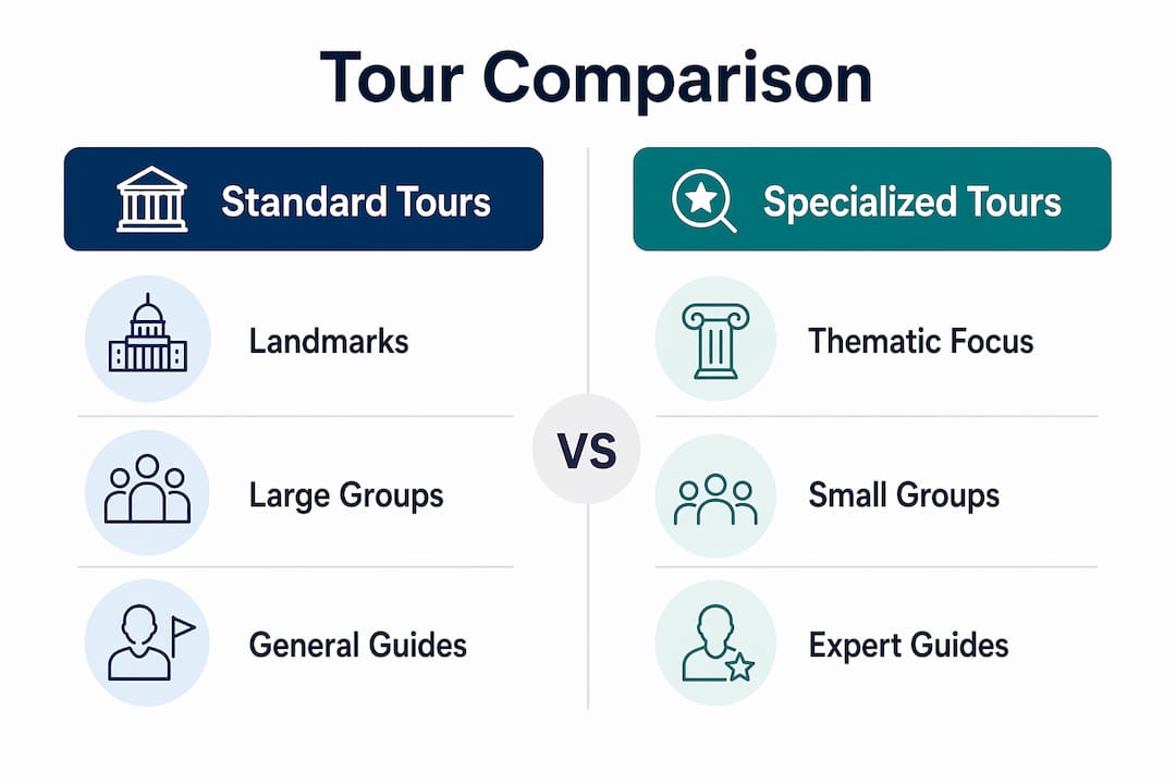 Infographic comparing standard and specialized tours
