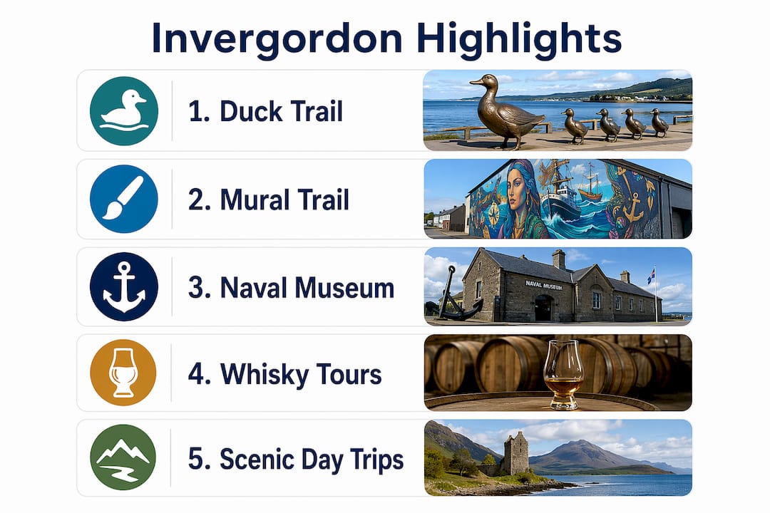 Infographic showing Invergordon cultural highlights flow