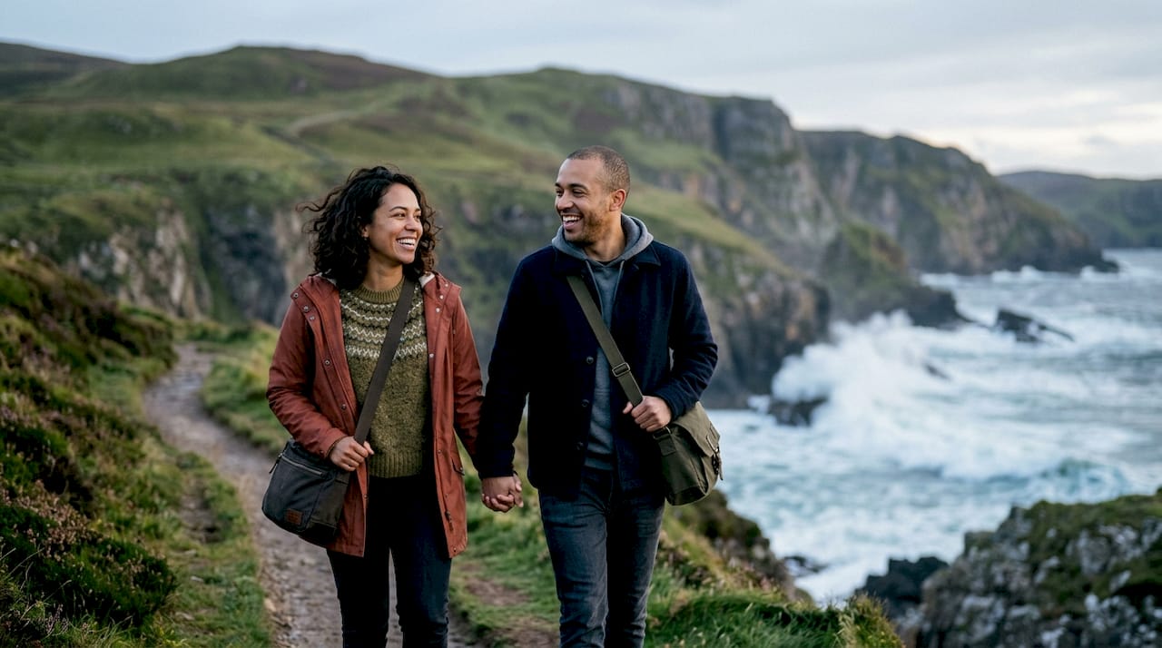 Couple hiking private tour in Scottish Highlands