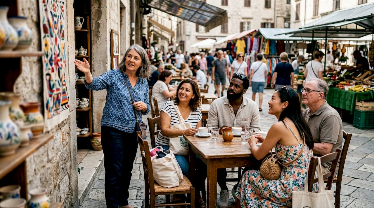 Travel group engaged on special interest tour