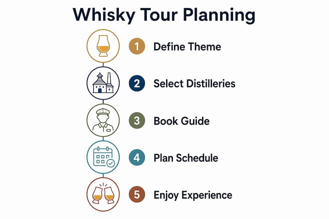 Infographic showing whisky tour planning steps