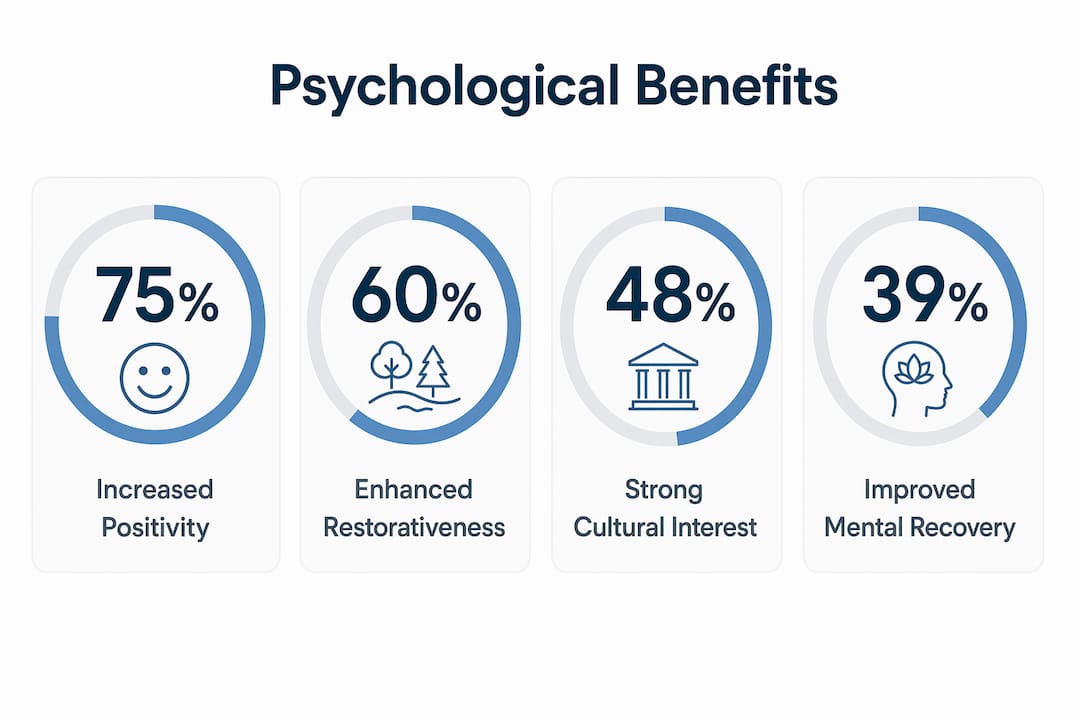 Infographic showing psychological benefits statistics