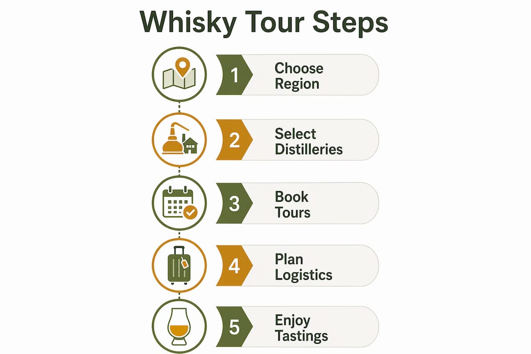 Infographic showing whisky tour planning steps