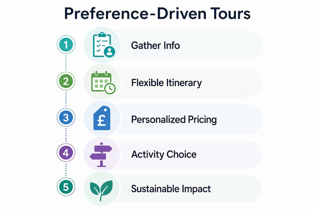 Infographic showing preference-driven tour process steps