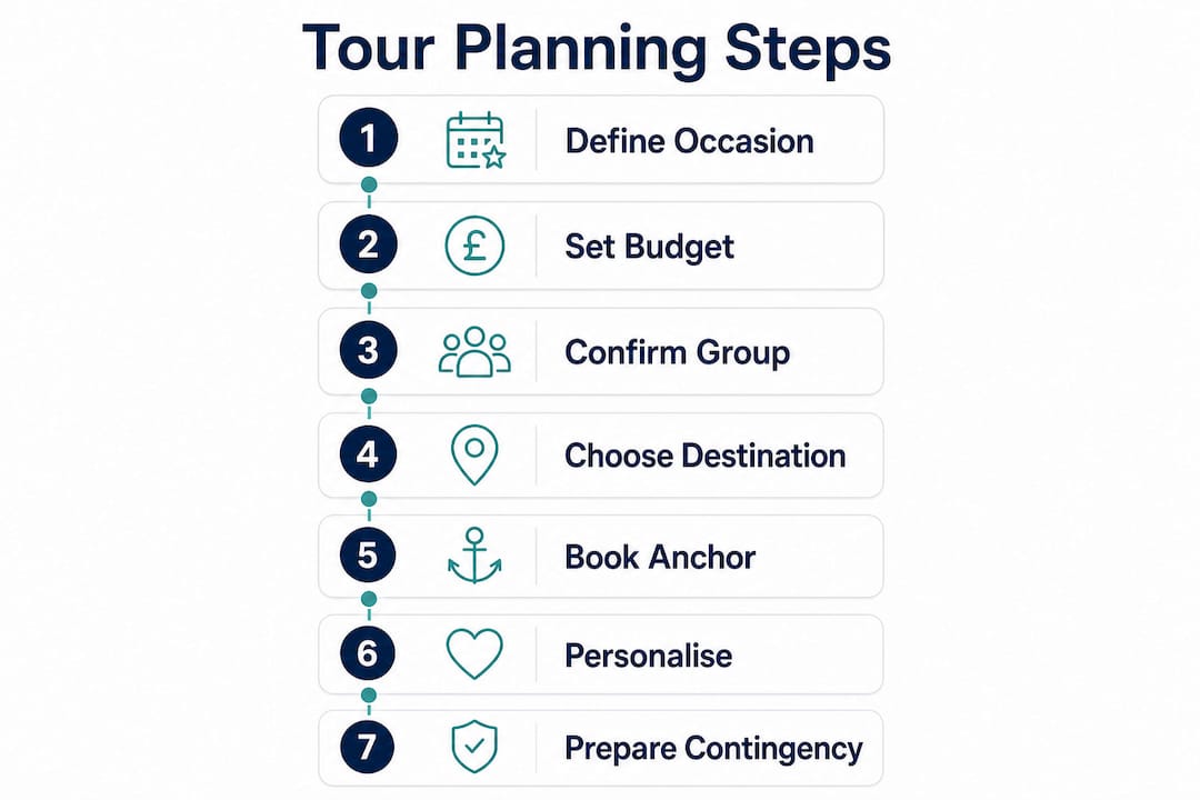 Infographic showing steps for planning special occasion tours