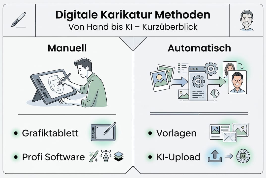 Infografik: Wege zur Erstellung digitaler Karikaturen
