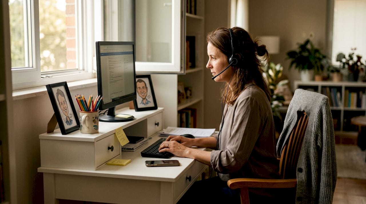 Une femme peut être à la recherche d'un service d'art pour les karikateurs.
