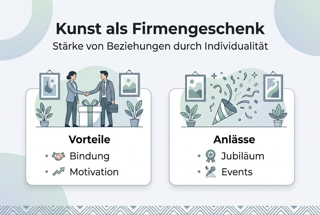 Grafik: Warum Kunstgeschenke immer eine gute Idee sind – Vorteile und passende Anlässe auf einen Blick