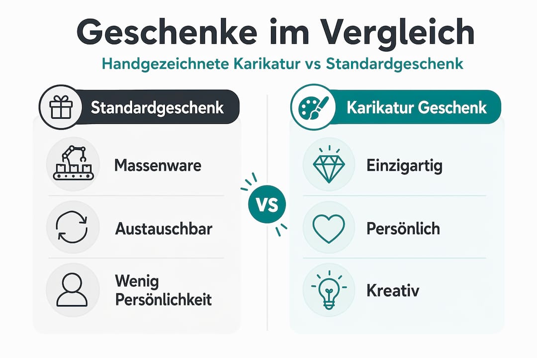 Infografik: Karikatur als Geschenk vs. klassisches Präsent – der direkte Vergleich