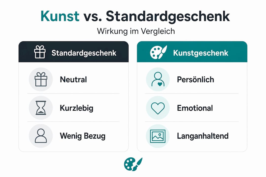 Infografik: Kunstgeschenke im Vergleich zu klassischen Präsenten