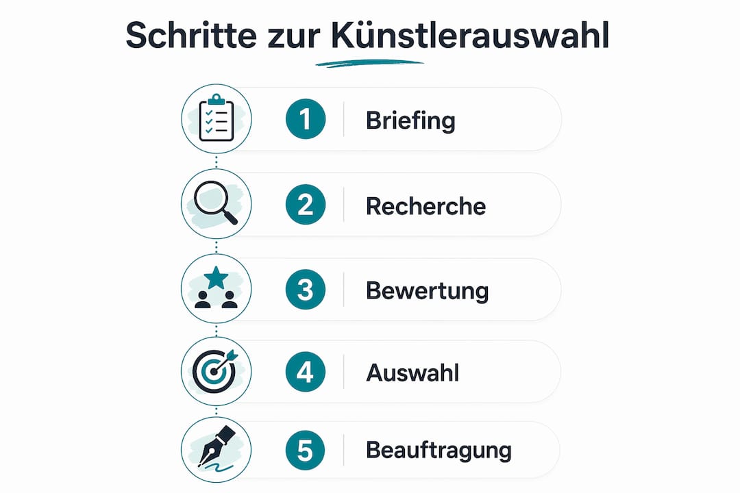 Grafik: Die wichtigsten Schritte zur Auswahl des passenden Künstlers