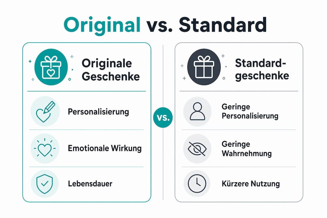 Infografik: Gegenüberstellung von individuellen und klassischen Geschenkideen