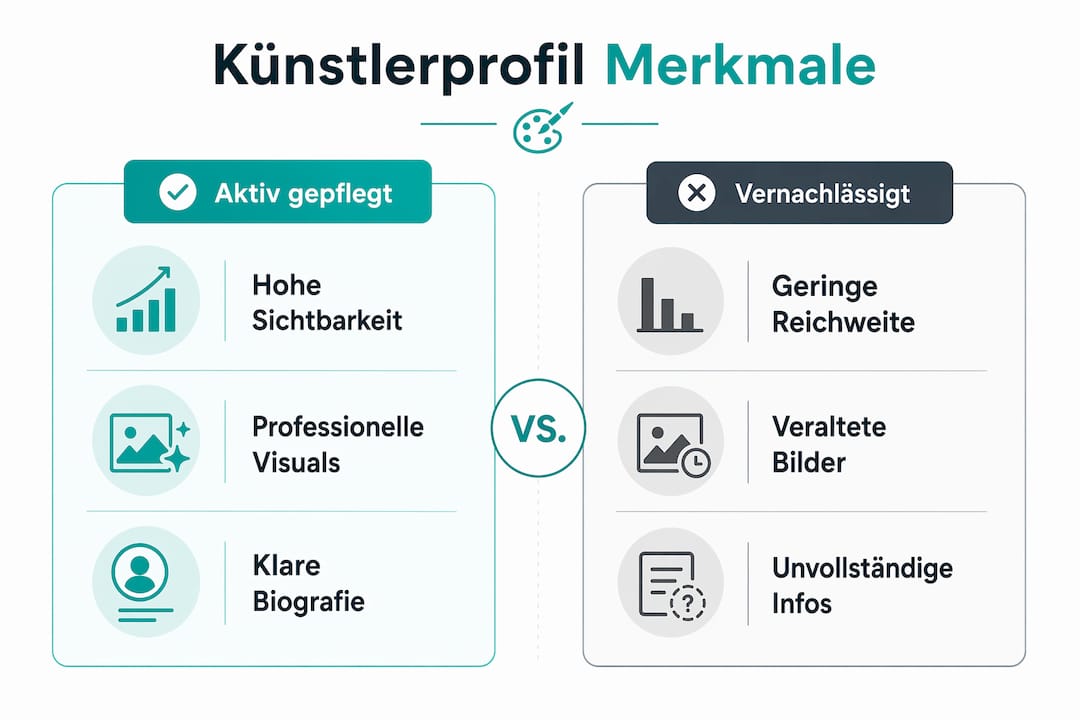Infografik: Der Unterschied zwischen einem aktiv betreuten und einem vernachlässigten Künstlerprofil