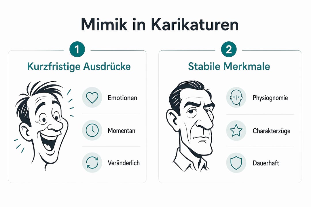 Infografik: Gegenüberstellung von flüchtigen und dauerhaften Gesichtsausdrücken