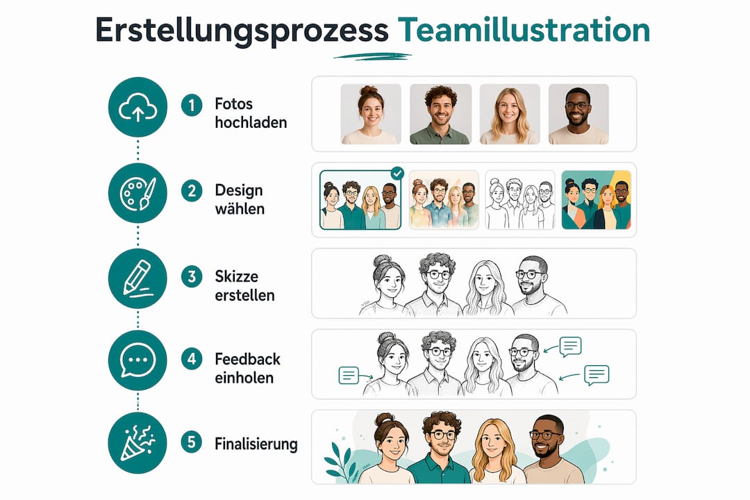 Schritt-für-Schritt-Anleitung: So entsteht eine Team-Illustration als Infografik