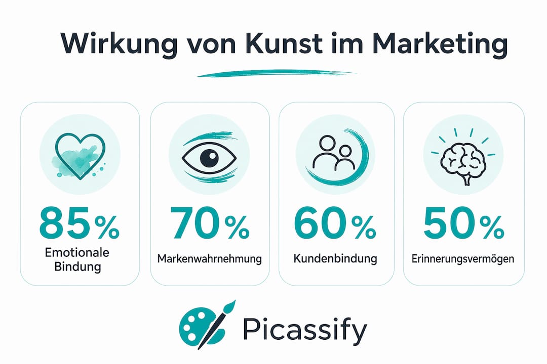 Diese Infografik veranschaulicht, welchen Einfluss Kunst im Marketing haben kann – mit spannenden Zahlen und Fakten.