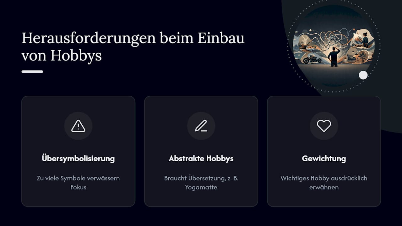 Diagramm zu Herausforderungen bei der Integration von Hobbys in Karikaturen