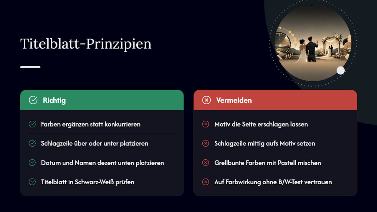 Aufbau und Kontrasttest eines Titelblatts