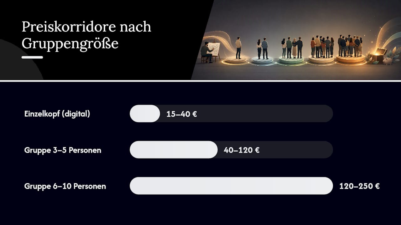 Gruppenkarikatur Kosten im Überblick: Beispielpreise und Pakete — overview diagram