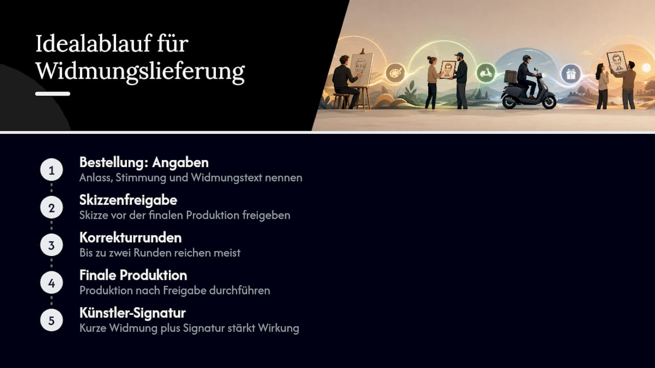 Vom Verfassen der Widmung bis zur fertigen Karikatur