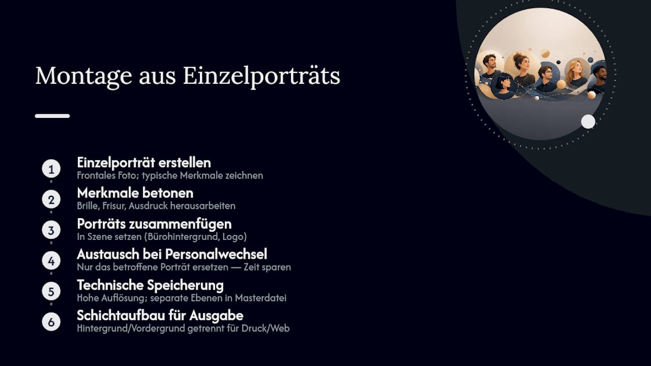 Wie funktioniert die Montage aus Einzelporträts? — overview diagram