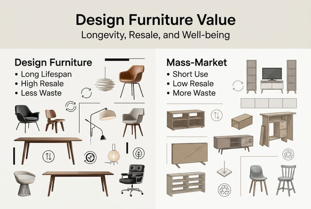 Infographic comparing design and mass-market furniture